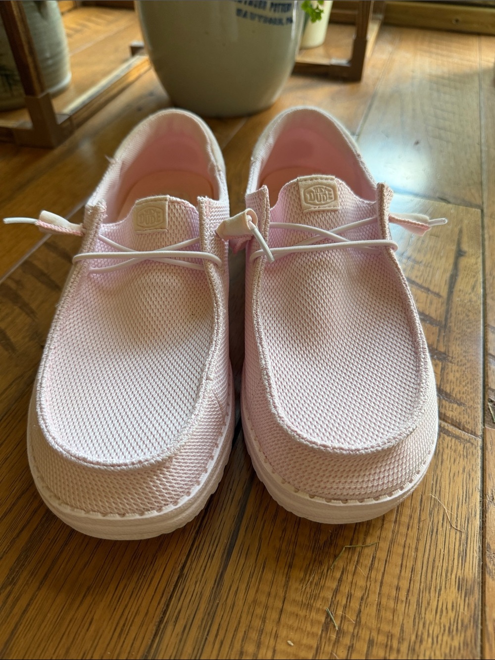 Hey Dude Women's Light Pink Mesh Slip-On Loafers